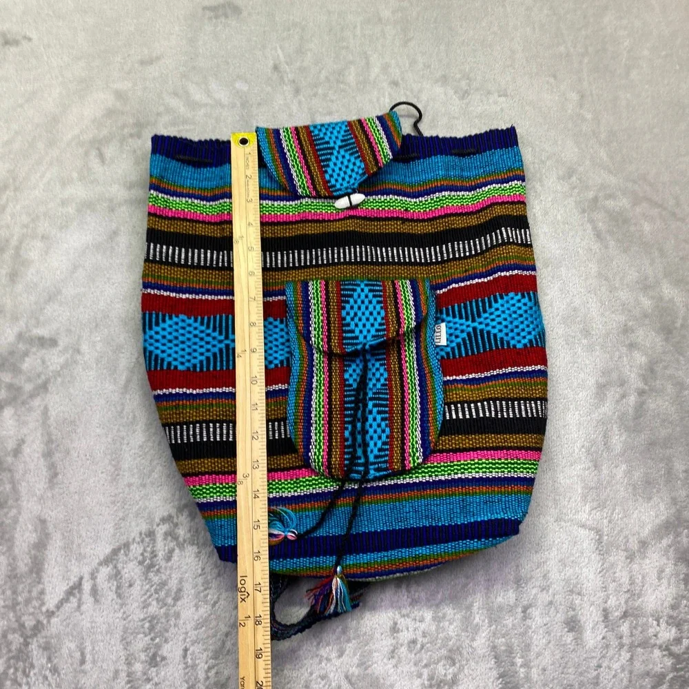 Lillo Mexican Woven Baja Backpack Multi Color Striped Rucksack Boho Gipsy‎